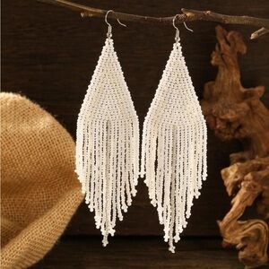 Bead Tassel Drop Earrings